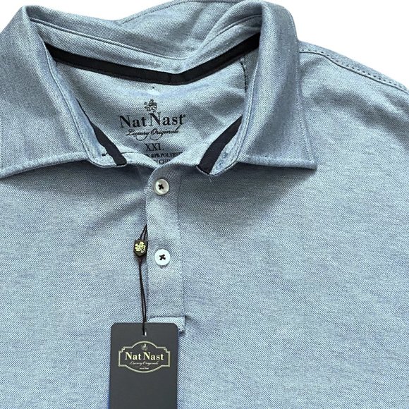 Nat Nast Mens Polo Shirt Size 2XL Blue Golf Short Sleeve New With Tags - Picture 4 of 4